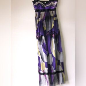 Silk floral strapless maxi dress Size 2 NWT